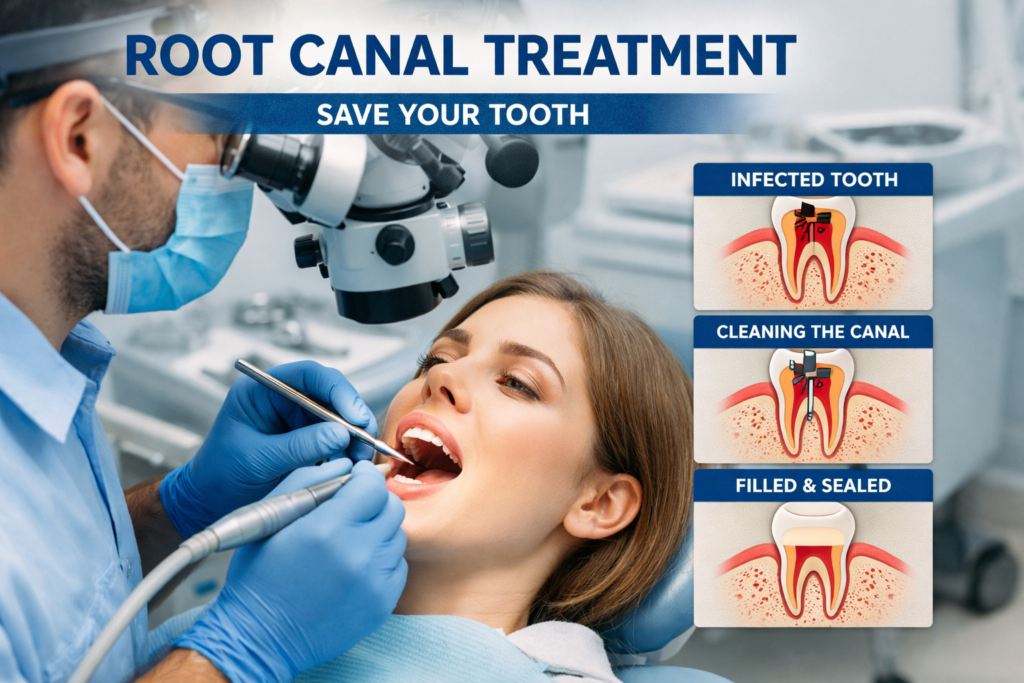 Root canal treatment in progress